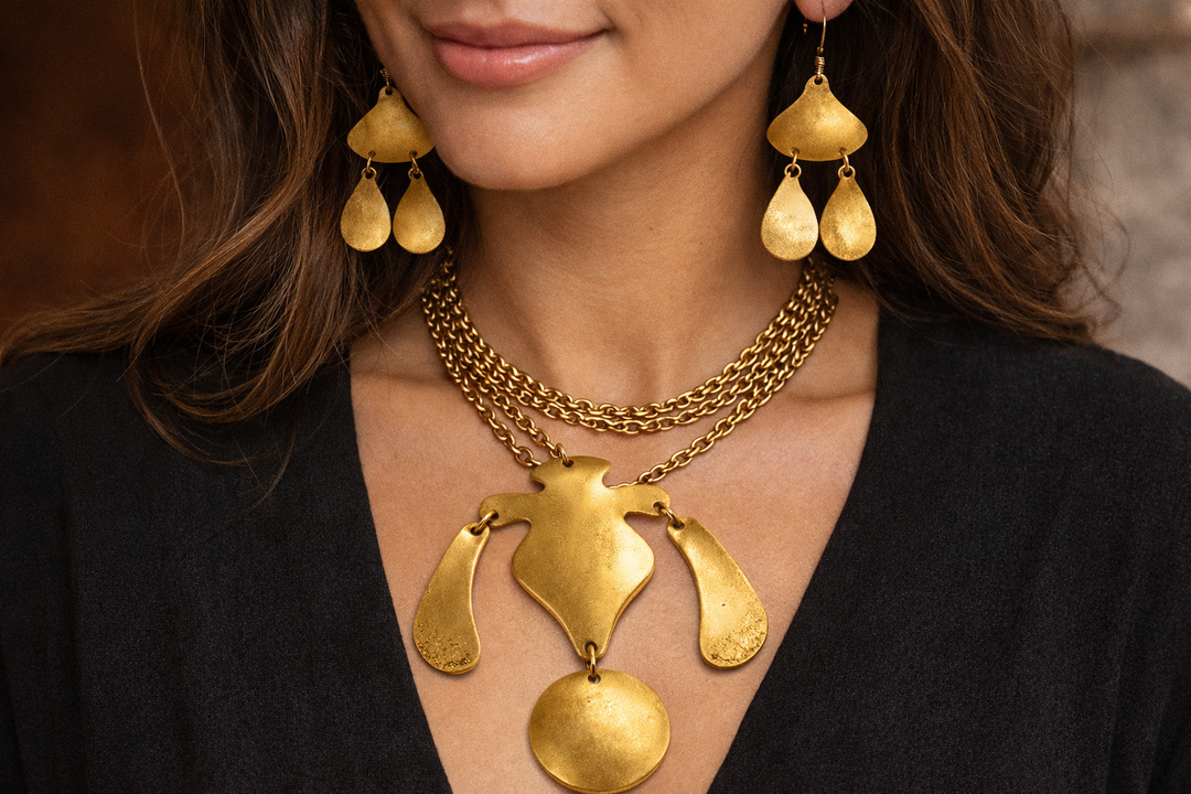 Whigmaleerie Premium Handcrafted Brass Modern Jewellery Set