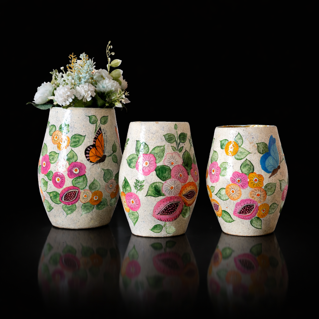 Unique Handcrafted Paper Mache Vases – Set of 3, Modern Minimalist Design