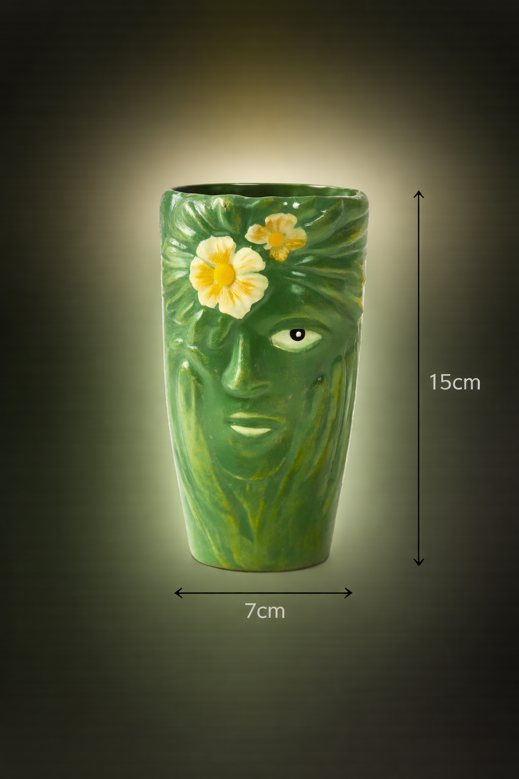 Modern Tribal Half Face Metal Vase – Tabletop Decorative Accent
