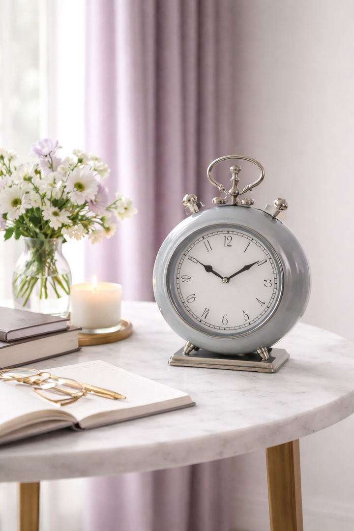 Sleek Aluminum Table Clock for Home & Office