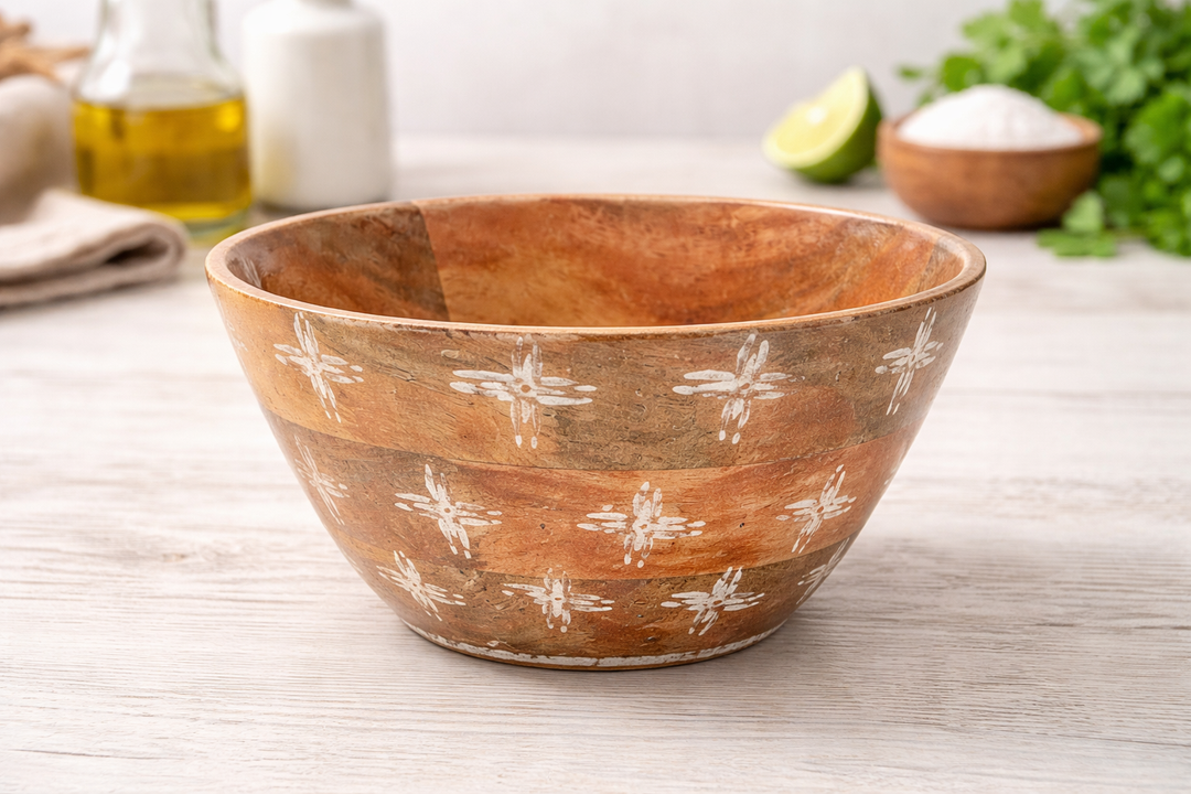 Wooden Carved Star Bowl | Handcrafted Home Décor Accent