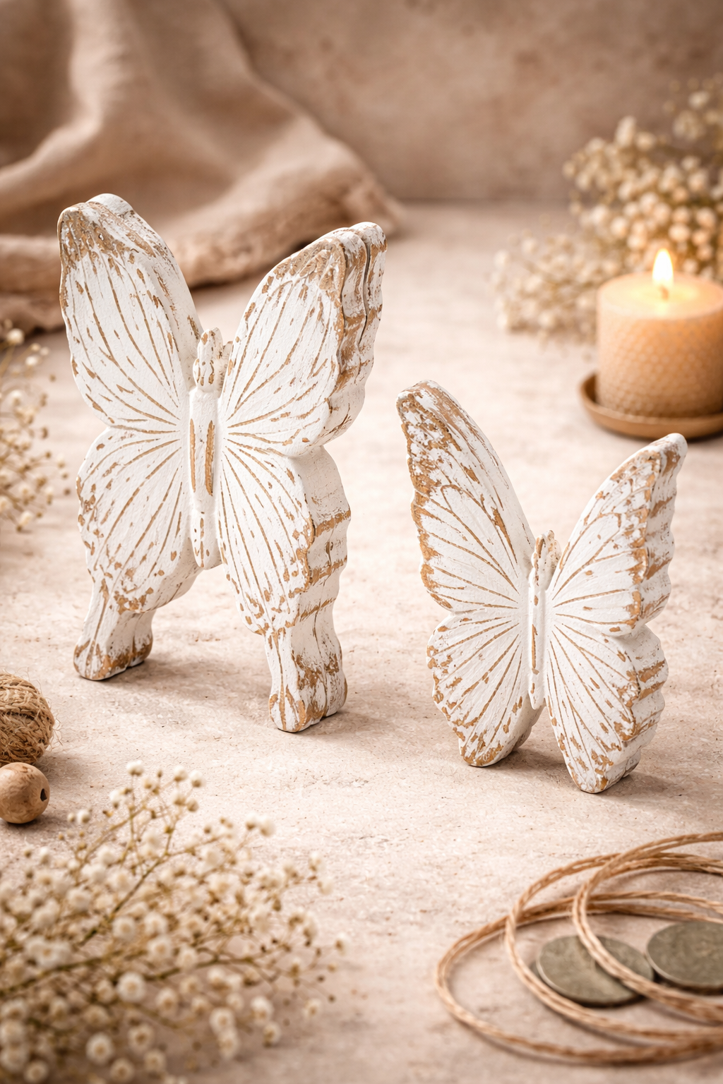 Wooden Butterfly Carving Decorative Accent for Interiors