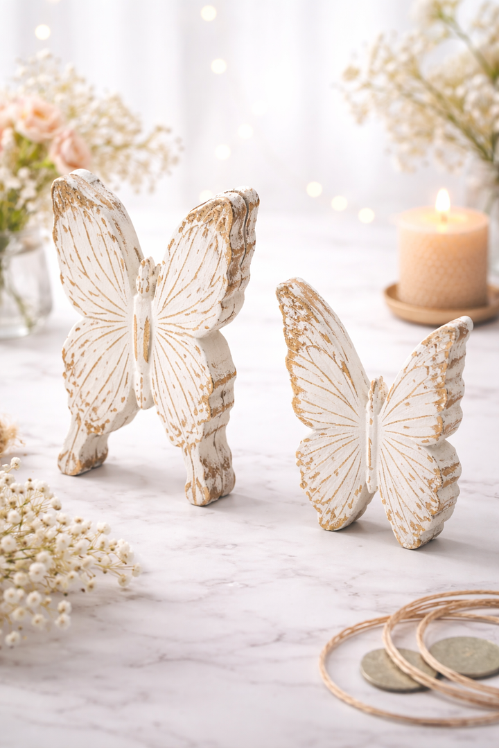 Wooden Butterfly Carving Decorative Accent for Interiors