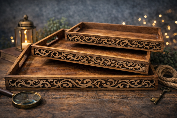 Resin & MDF Multi-Use Serving and Décor Tray Set