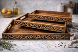 Resin and MDF multipurpose serving tray set of 3