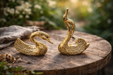 Mother of pearl inlay elephant figurines with brass, set of 3
