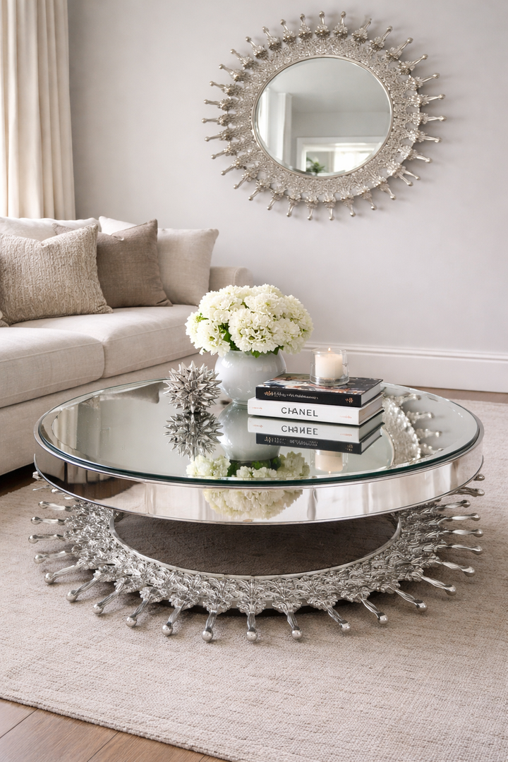 Round Silver Aluminum Wall Mirror – Stylish Vanity & Wall Accent