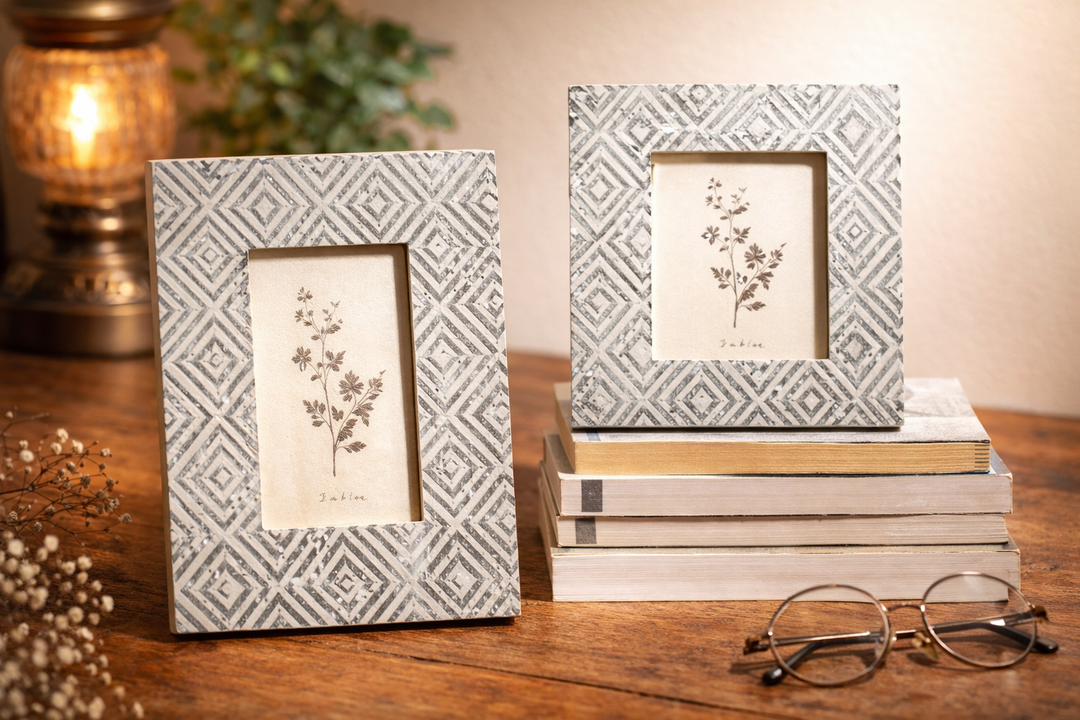 White Wooden Photo Frame Handcrafted Decorative Tabletop Accent