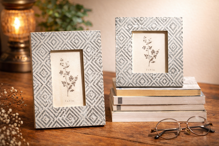 White Wooden Photo Frame Handcrafted Decorative Tabletop Accent