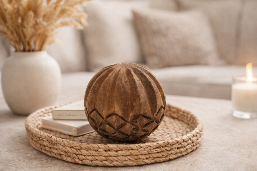 Wooden Carved Sphere Decorative Showpiece