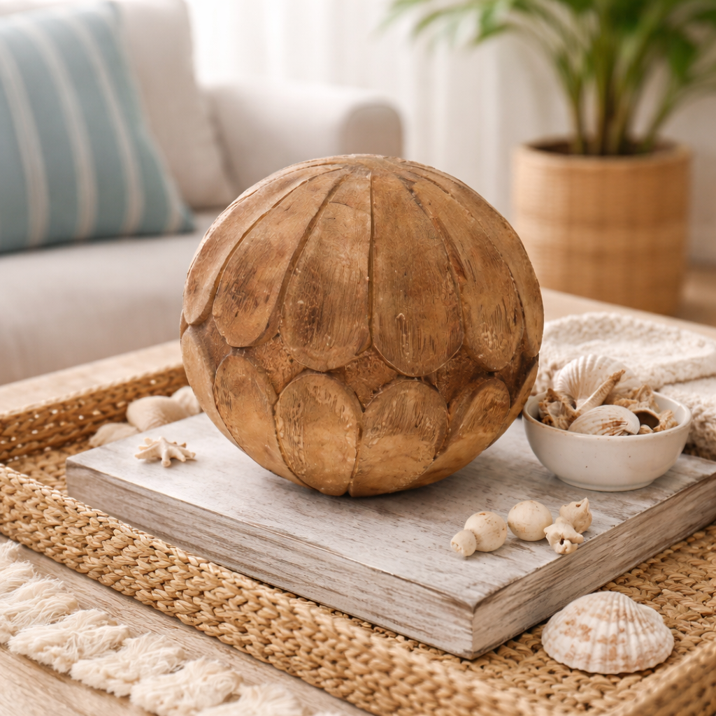 Hand-Carved Wooden Decorative Ball Home Décor