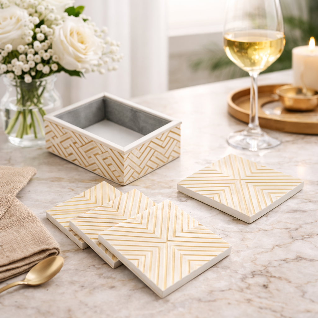 Decorative Wooden Coaster Set Cross Design for Home