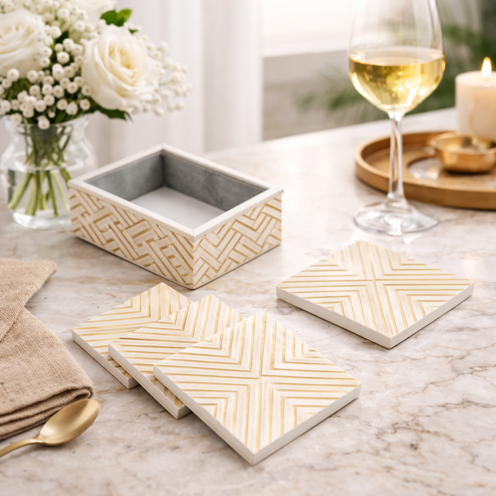 Decorative Wooden Coaster Set Cross Design for Home