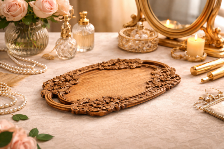 Wooden Carved Platter Large Decorative Serving Tray