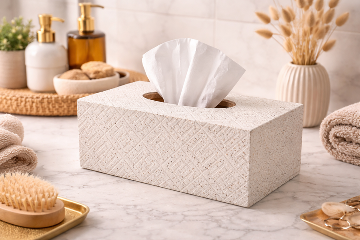 Wooden Carved Tissue Box Rectangular Tabletop Décor