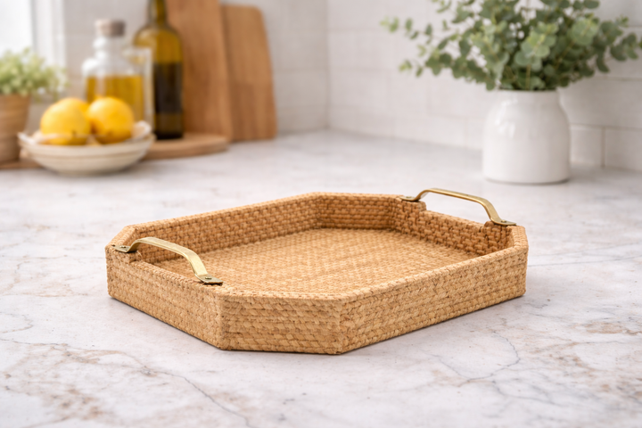 Wooden Carved Tray Set of 2 – Handcrafted Serving Trays