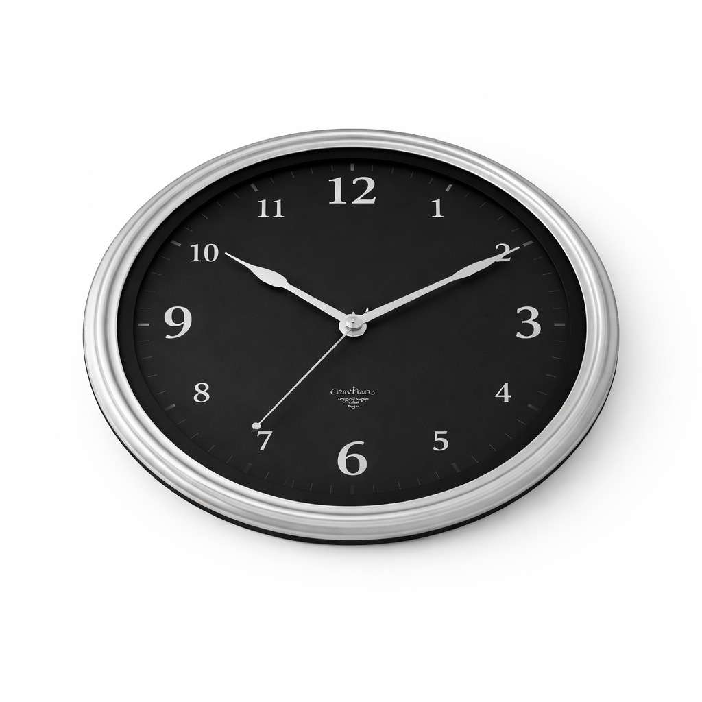Modern Round Steel Wall Clock – Black Face, Large Wall Décor