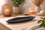 Artisan Black Soapstone Incense Catcher Decorative Tabletop
