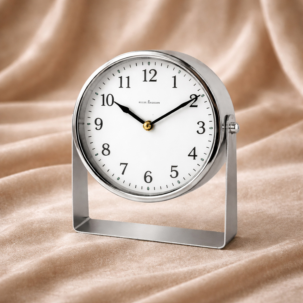 Stylish Silver Table Clock – Office Desk & Corporate Present