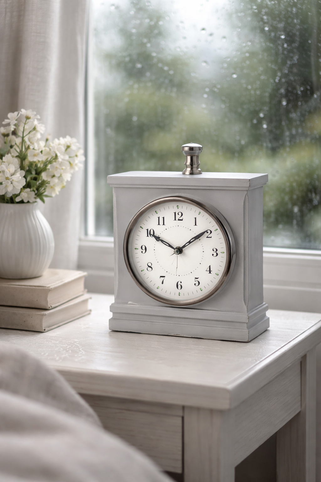Antique Grey Steel Table Clock – Elegant Gift & Contemporary Accent