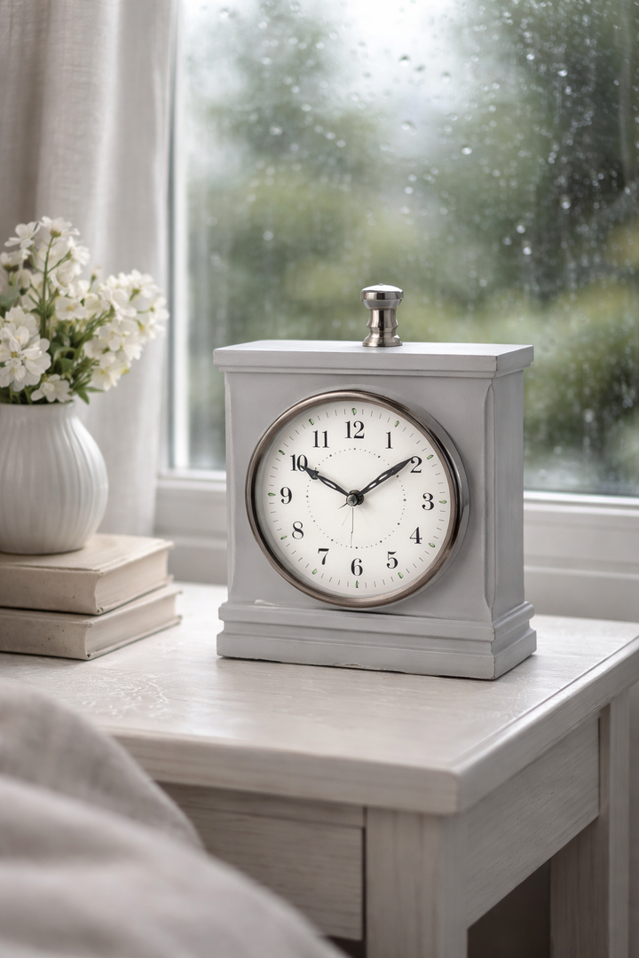 Antique Grey Steel Table Clock – Elegant Gift & Contemporary Accent
