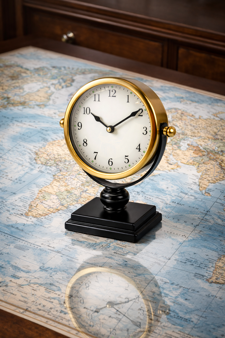 Black Stand Round Table Clock – Stylish Home, Office & Gift Décor