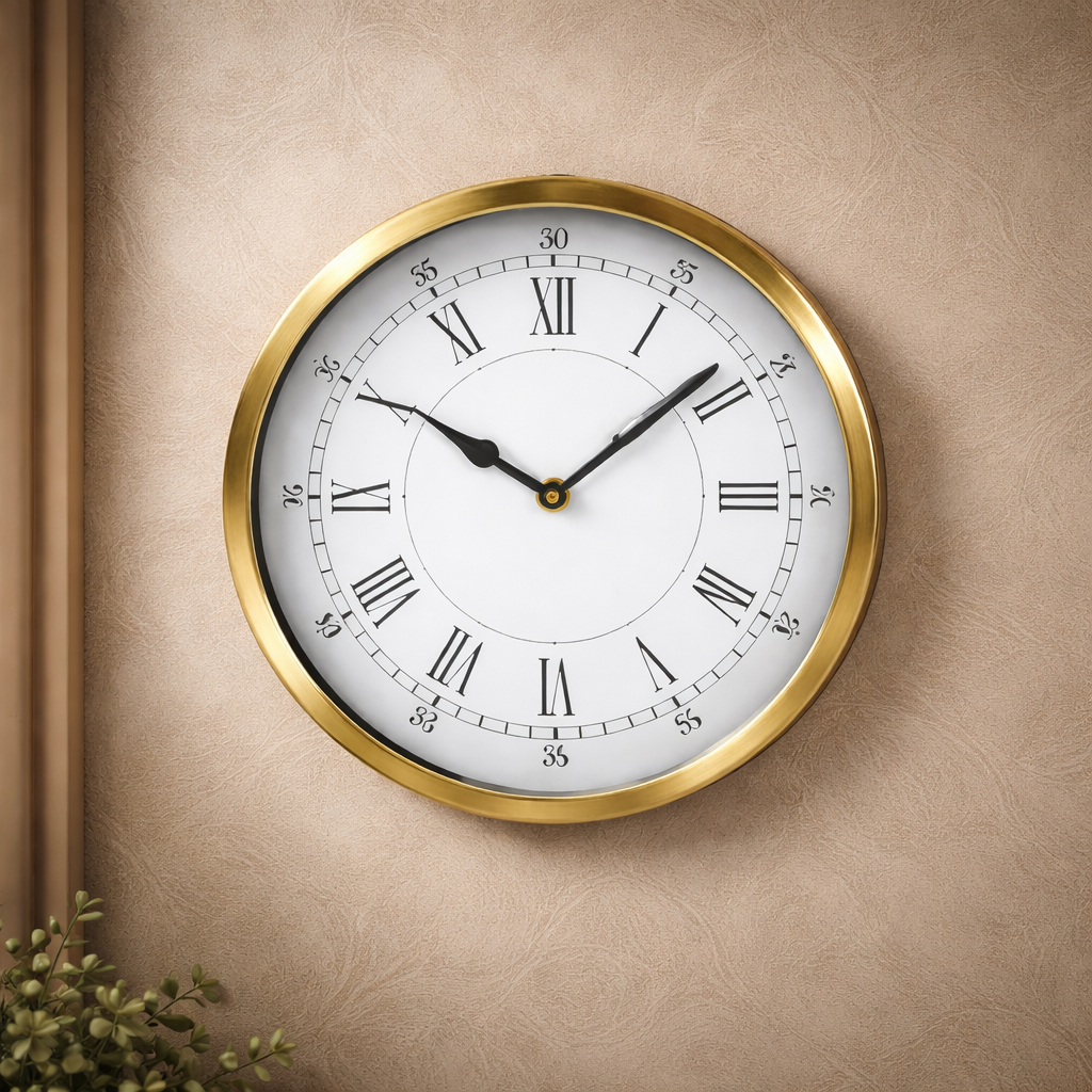 Golden Roman Wall Clock – Elegant Timepiece for Home & Corporate Spaces