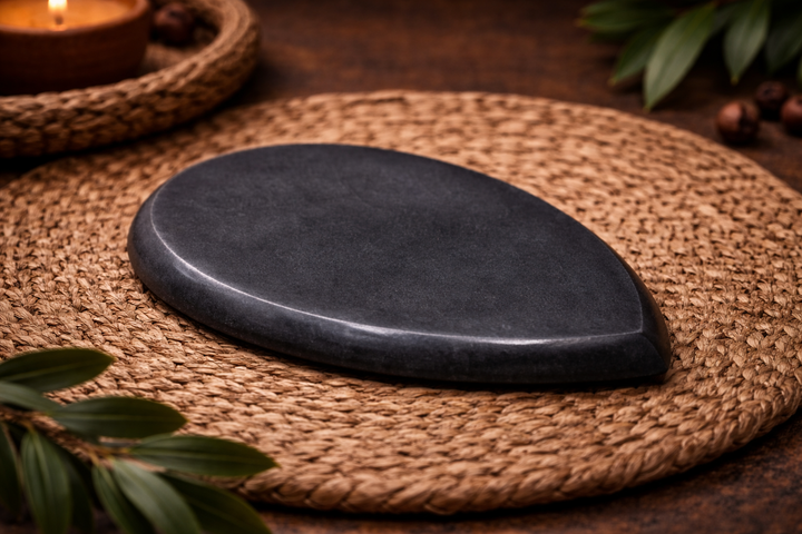 Black Soapstone Oval Plain Soapdish Handcrafted Decorative Accent