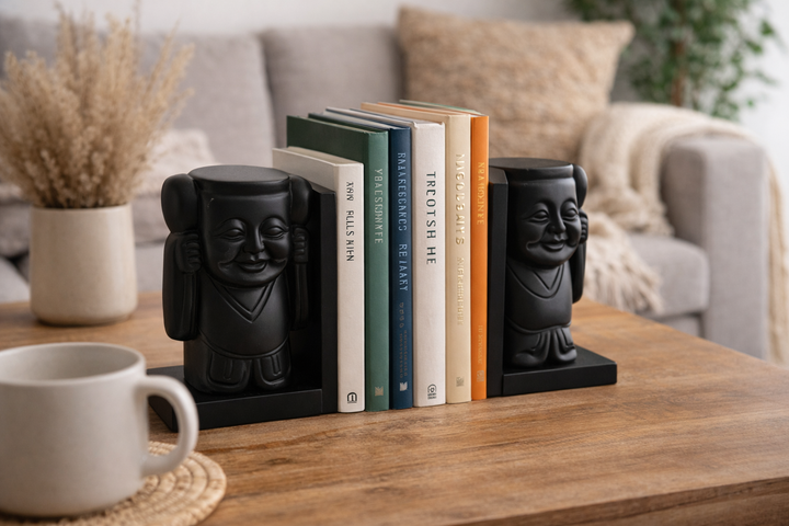 Handcrafted Black Soapstone Bookends for Home & Office Décor