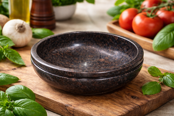 Decorative Brown Soapstone Handcrafted Edge Carving Bowl