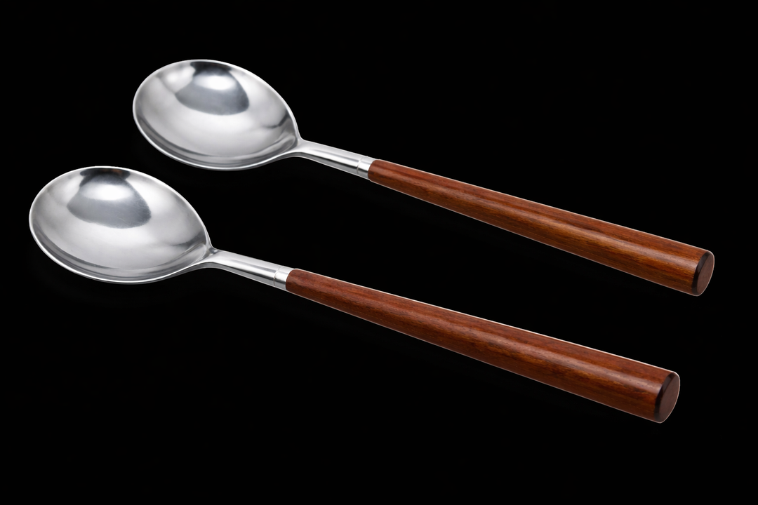 Premium Stainless Steel Wooden Handle Serving Set | Perfect for Guests & Gifting