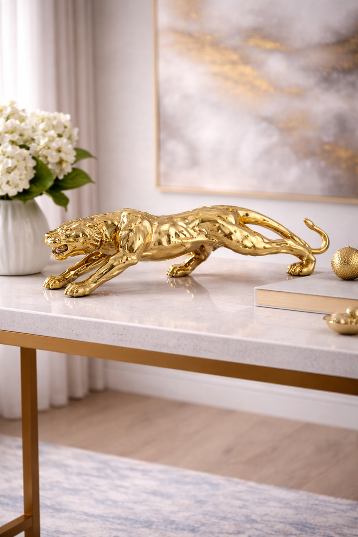 Panther Figurine Aluminium Tabletop Decorative Showpiece for Interiors