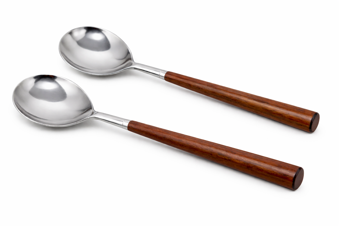 Premium Stainless Steel Wooden Handle Serving Set | Perfect for Guests & Gifting