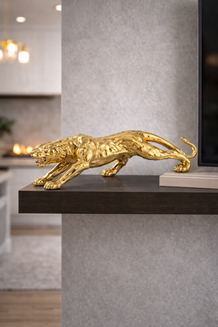 Panther Figurine Aluminium Tabletop Decorative Showpiece for Interiors