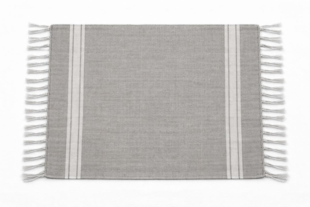 Stylish Cotton Floor Mat with Woven Stripe Design