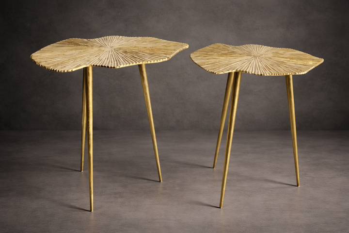 Artistic Textured Gold Metal Side Tables for Luxury Interior Styling