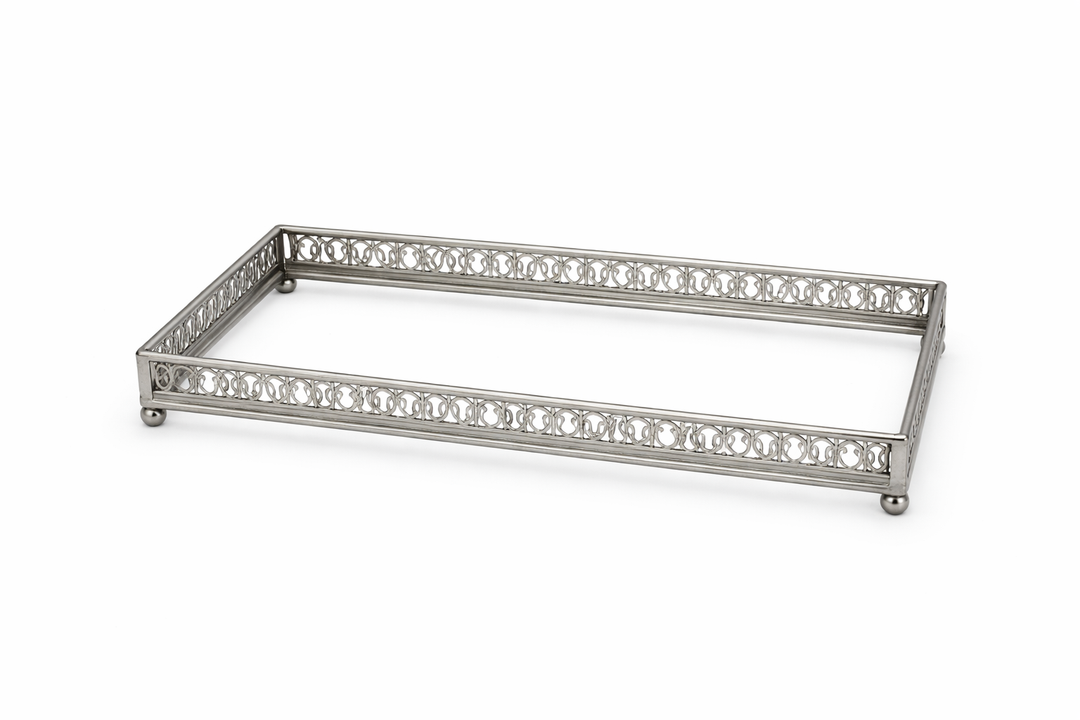 Premium Steel Rectangular Tray with Mirror Finish