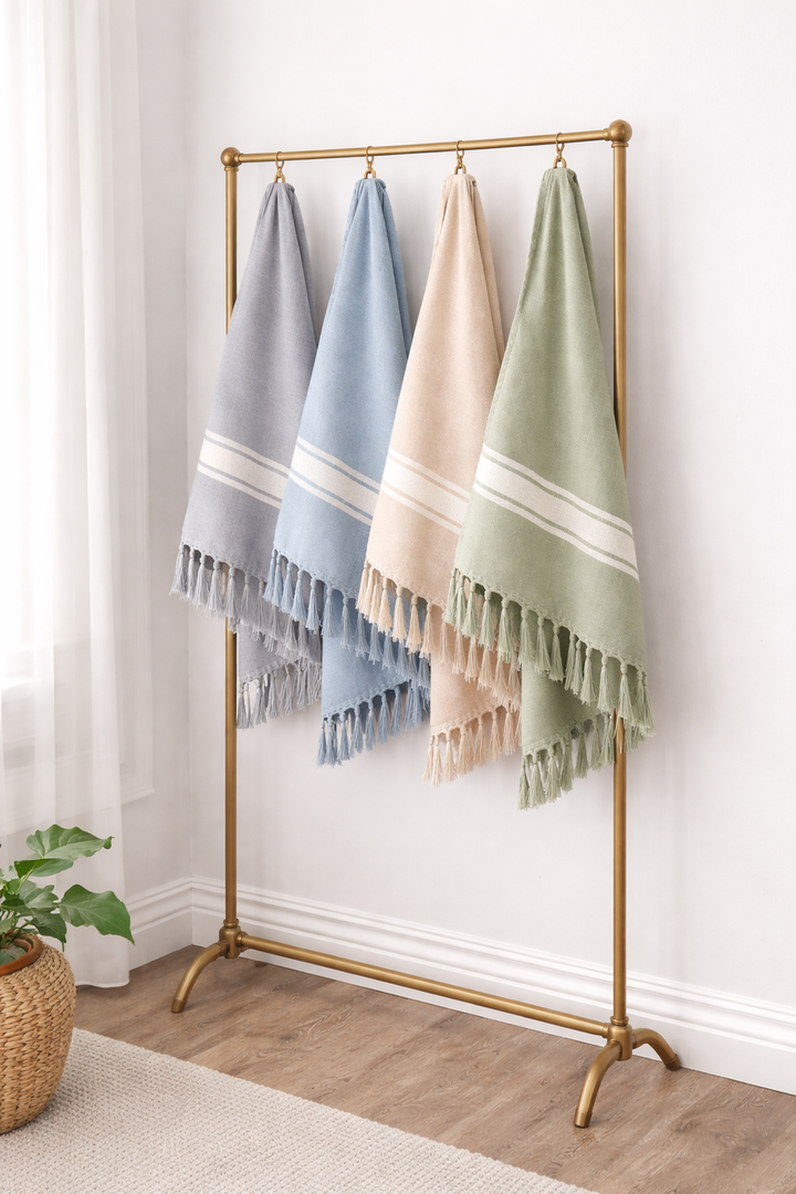 Stylish Large Cotton Floor Mat with Woven Stripe Design