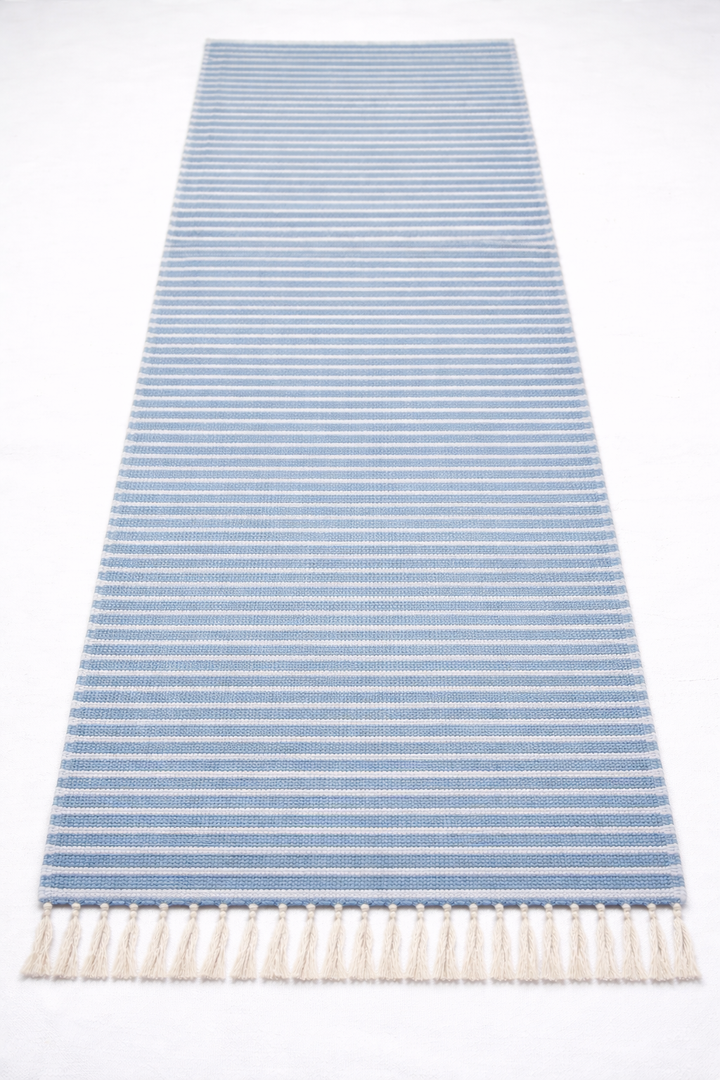 Classic Large Cotton Floor Mat with Woven Stripe Pattern