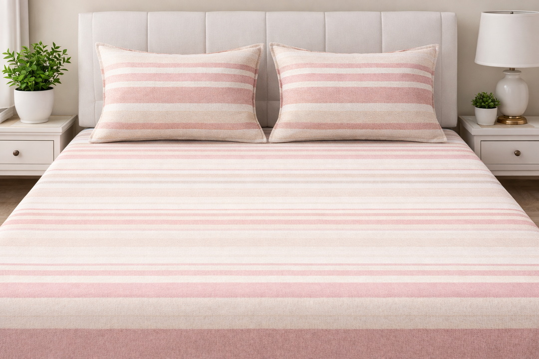 Classic Cotton Slub Bedcover with 2 Pillow Covers – Minimal & Elegant