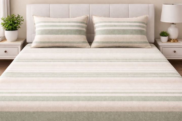 Classic Cotton Slub Bedcover with 2 Pillow Covers – Minimal & Elegant