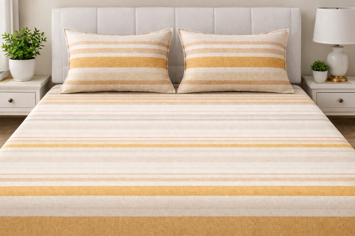 Classic Cotton Slub Bedcover with 2 Pillow Covers – Minimal & Elegant