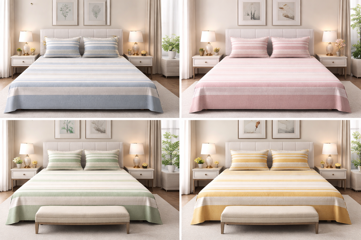 Classic Cotton Slub Bedcover with 2 Pillow Covers – Minimal & Elegant
