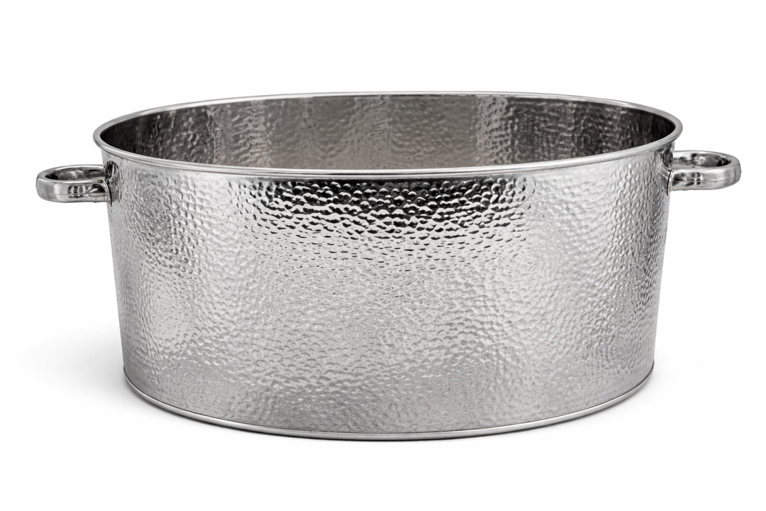 Oval Party Cooler | Polished Stainless-Steel Ice & Drink Tub