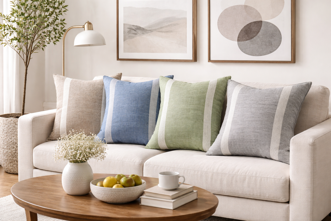 Premium Cotton Woven Stripe Cushion Covers – Set of 2