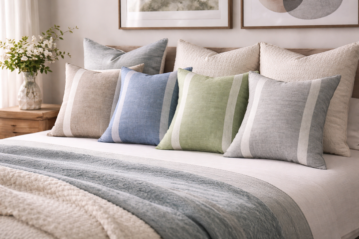 Premium Cotton Woven Stripe Cushion Covers – Set of 2