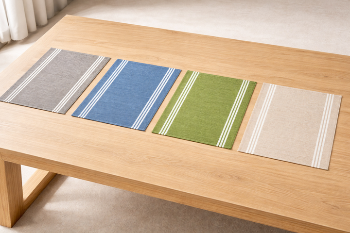Eco-Friendly Cotton Woven Stripe Table Mats – Set of 2