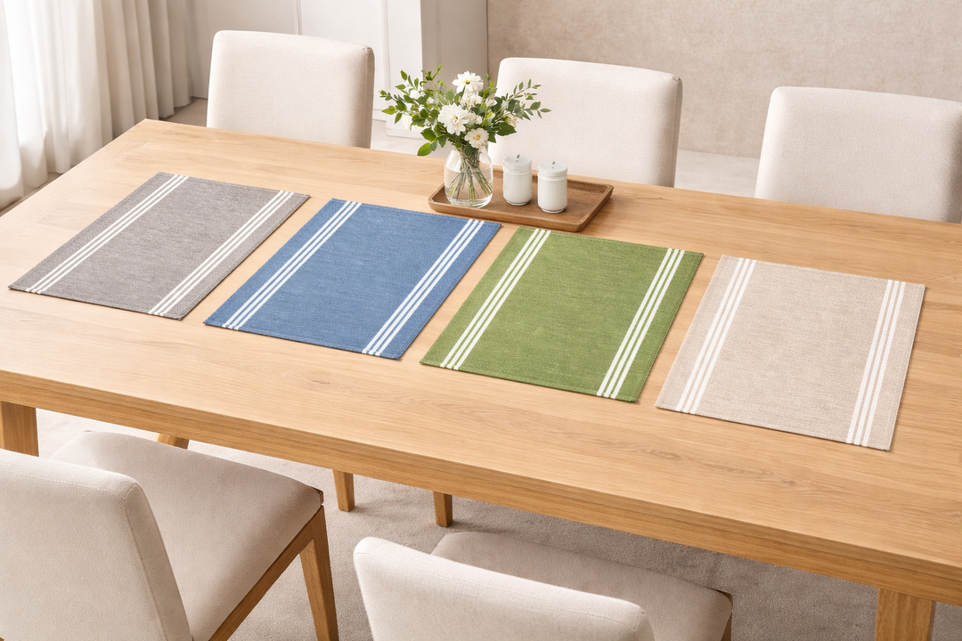 Eco-Friendly Cotton Woven Stripe Table Mats – Set of 2