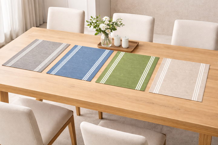 Eco-Friendly Cotton Woven Stripe Table Mats – Set of 2