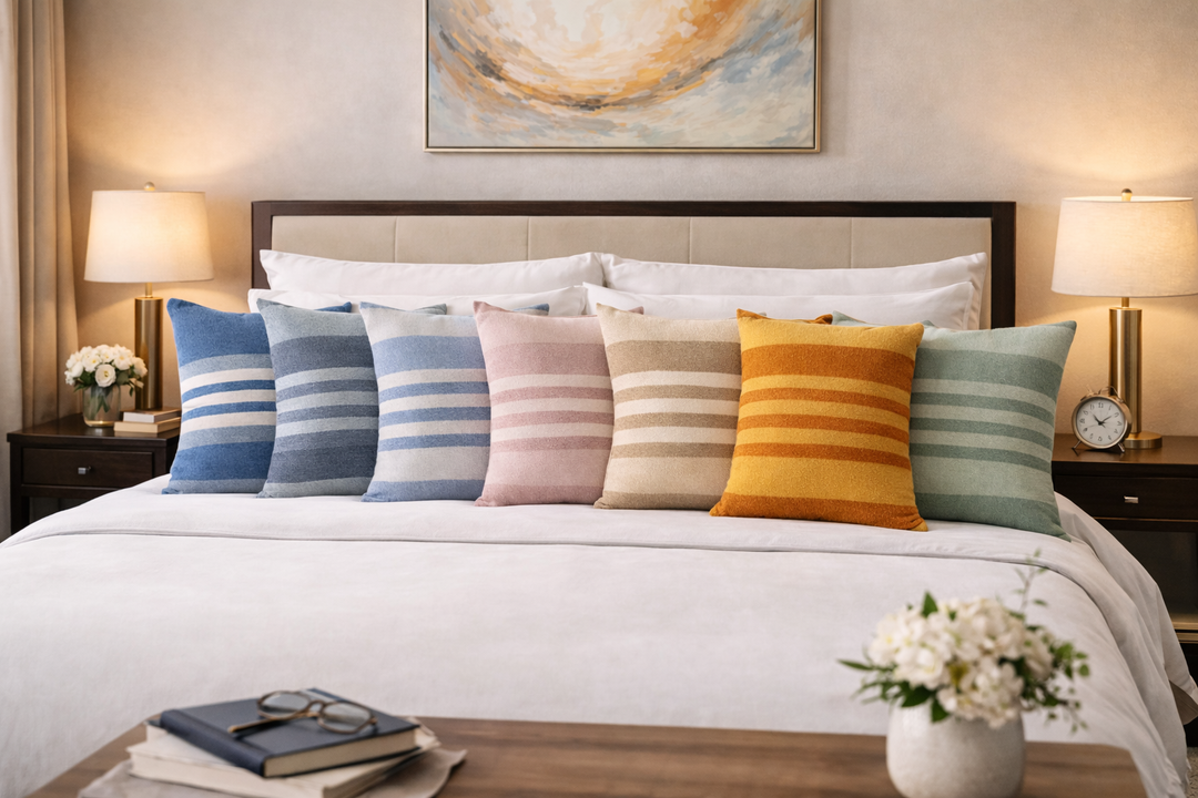 Woven Horizontal Stripe Cotton Cushion Covers – 2 Pieces